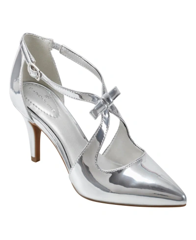 Bandolino Women's Zeffer Bow Detail Dress Pumps In Silver Chrome - Manmade