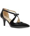 Bandolino Women's Zeffer Strappy Bow Kitten Heel Pumps In Black Patent