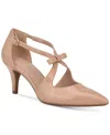 Bandolino Zeffer 3 Womens Patent Ankle Strap Dress Pumps In Nude Patent