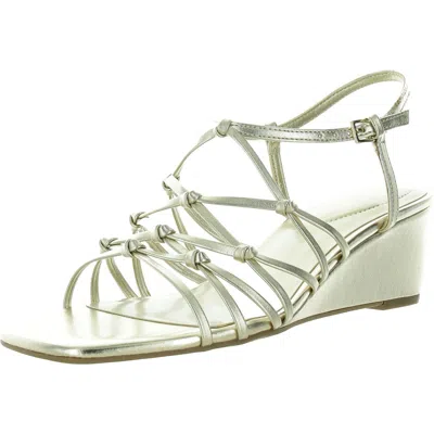 Bandolino Womens Adjustable Faux Leather Wedge Sandals In Gold