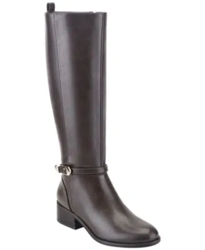 Bandolino Womens Dustine Tall Block Heel Boots Regular Wide Calf In Brown