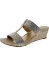 Shop Bandolino Womens Embellished Slip On Wedge Sandals In Gold