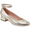 Bandolino Womens Metallic Faux Leather Ankle Strap In Gold