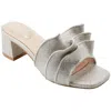 Bandolino Womens Ruffled Man Made Slide In Silver