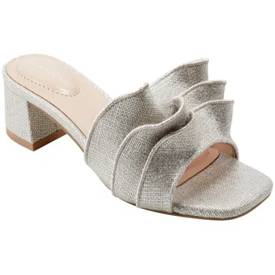 Bandolino Womens Ruffled Man Made Slide In Silver