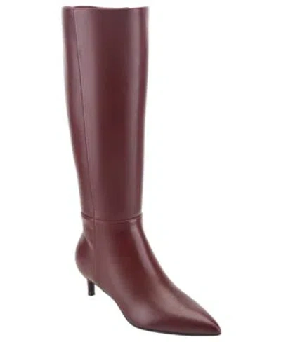 Bandolino Womens Sloan Tall Kitten Heel Dress Boots Regular Wide Calf In Burgundy
