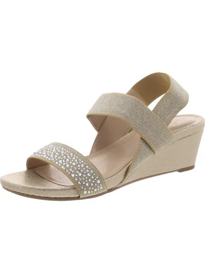 Bandolino Womens Wedge Slip On Wedge Sandals In Gold