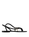 Bandoni Woman Thong Sandal Black Size 7 Textile Fibers