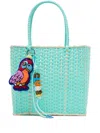Bangkok Basket Woven Parrot-charm Tote Bag In Green