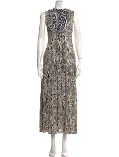 Pre-owned Banjanan Animal Print Long Dress In Neutral
