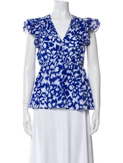 Pre-owned Banjanan Animal Print Square Neckline Blouse In Multi