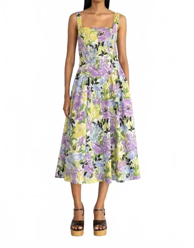 Banjanan Aurora Midi Dress In Floral In Purple