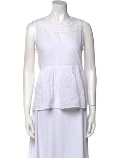 Pre-owned Banjanan Bateau Neckline Sleeveless Top In White