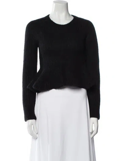 Pre-owned Banjanan Crew Neck Long Sleeve Crop Top In Black