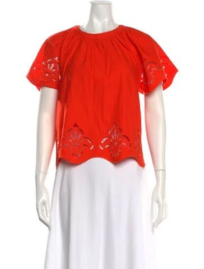 Pre-owned Banjanan Crew Neck Short Sleeve Blouse In Pink