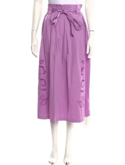Pre-owned Banjanan Embroidered Accent Midi Length Skirt W/ Tags In Purple