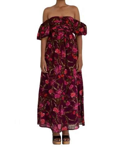 Banjanan Farida Dress In Burgundy In Multi