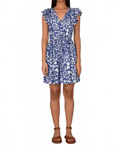 Banjanan Felka V-neck Mni Dress In Ikat Bluing In Blue