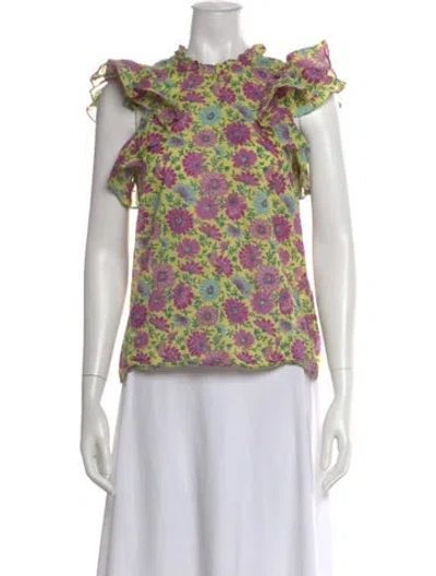 Pre-owned Banjanan Floral Print Crew Neck Blouse In Multi
