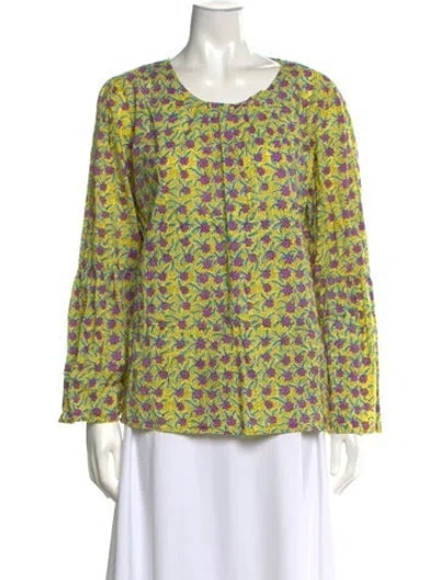Pre-owned Banjanan Floral Print Crew Neck Blouse In Multicolor