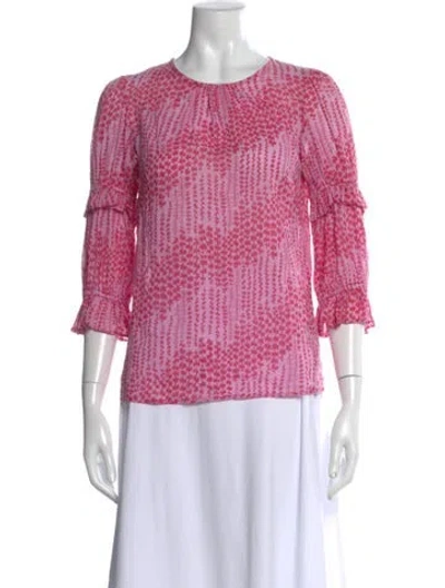 Pre-owned Banjanan Floral Print Crew Neck Blouse In Pink