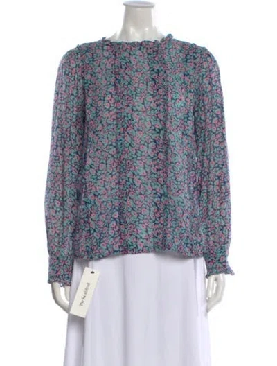 Pre-owned Banjanan Floral Print Crew Neck Blouse In Purple