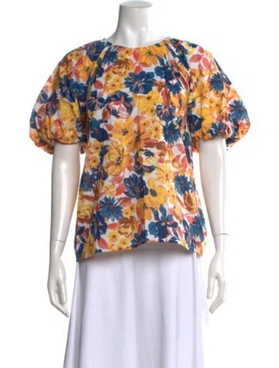 Pre-owned Banjanan Floral Print Crew Neck Top W/ Tags In Multicolor