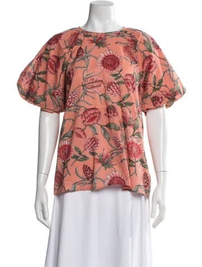 Pre-owned Banjanan Floral Print Crew Neck Top W/ Tags In Pink