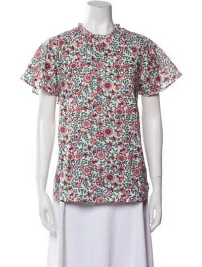 Pre-owned Banjanan Floral Print Crew Neck T-shirt In White