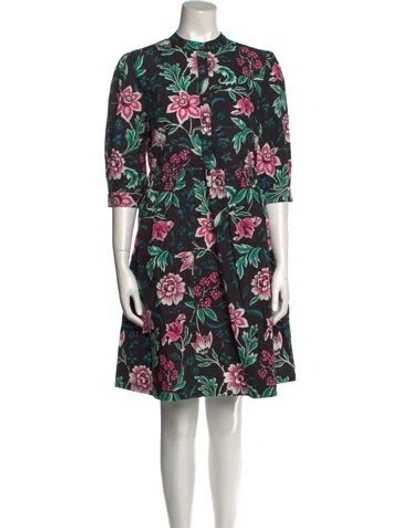 Pre-owned Banjanan Floral Print Knee-length Dress In Black