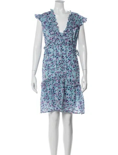 Pre-owned Banjanan Floral Print Knee-length Dress In Blue