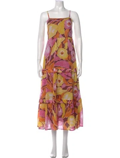 Pre-owned Banjanan Floral Print Knee-length Dress In Brown