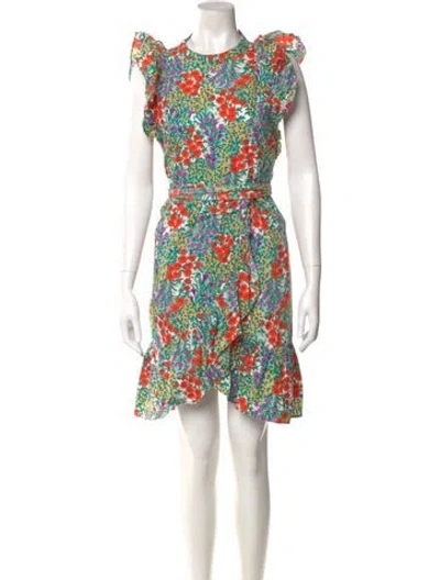 Pre-owned Banjanan Floral Print Knee-length Dress In Green