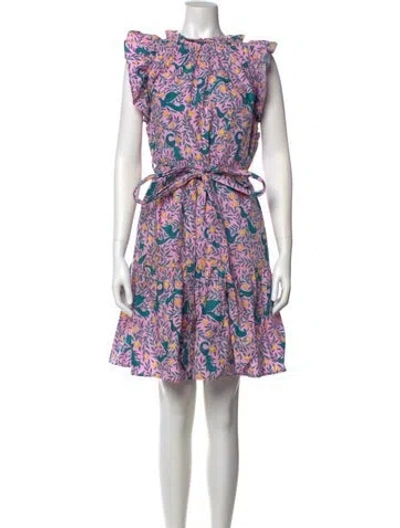 Pre-owned Banjanan Floral Print Knee-length Dress In Pink
