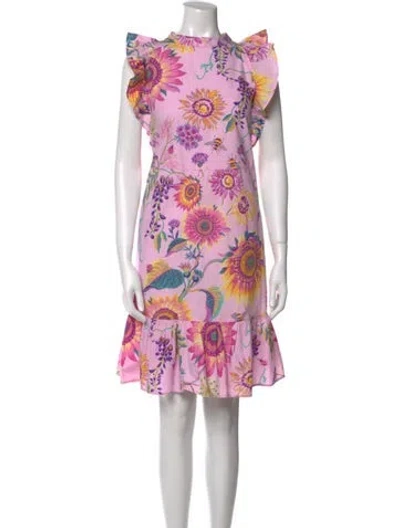 Pre-owned Banjanan Floral Print Knee-length Dress In Pink