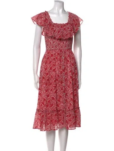 Pre-owned Banjanan Floral Print Knee-length Dress In Red