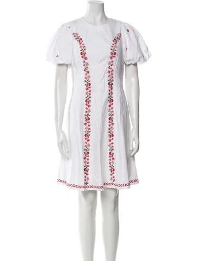 Pre-owned Banjanan Floral Print Knee-length Dress In White