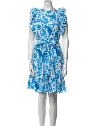 Pre-owned Banjanan Floral Print Knee-length Dress In White