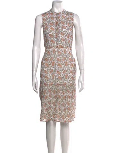 Pre-owned Banjanan Floral Print Knee-length Dress In White