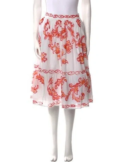 Pre-owned Banjanan Floral Print Knee-length Skirt In White