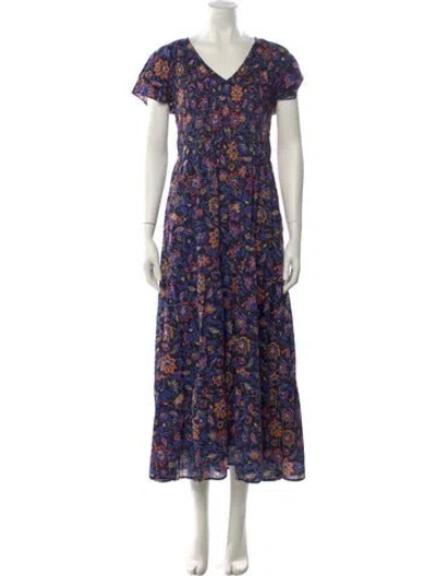 Pre-owned Banjanan Floral Print Long Dress In Black