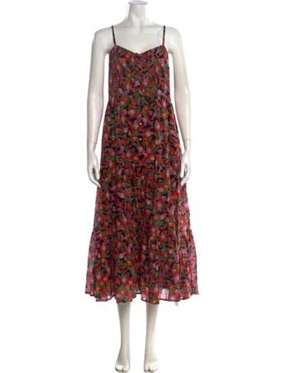 Pre-owned Banjanan Floral Print Long Dress In Black