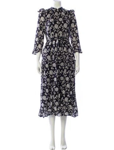 Pre-owned Banjanan Floral Print Long Dress In Black