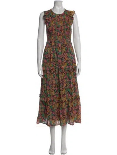 Pre-owned Banjanan Floral Print Long Dress In Black