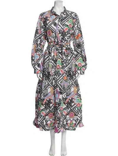 Pre-owned Banjanan Floral Print Long Dress In Black