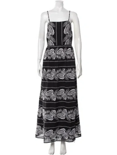 Pre-owned Banjanan Floral Print Long Dress In Black
