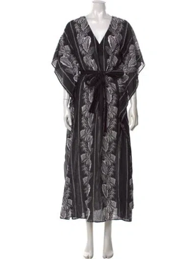 Pre-owned Banjanan Floral Print Long Dress In Black