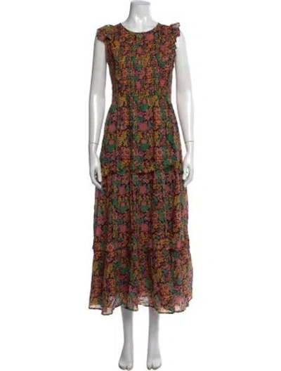 Pre-owned Banjanan Floral Print Long Dress In Black