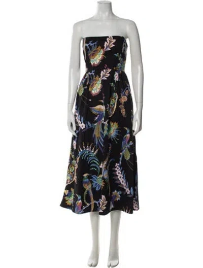 Pre-owned Banjanan Floral Print Long Dress In Black