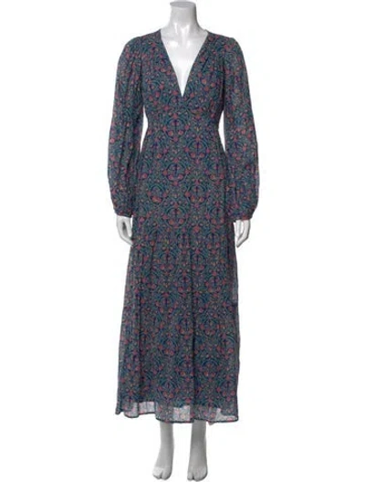 Pre-owned Banjanan Floral Print Long Dress In Blue